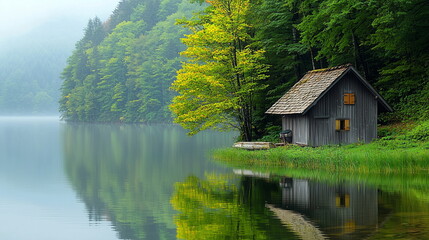 Fototapeta premium Quiet home reflection with calm ambiance and serene atmosphere