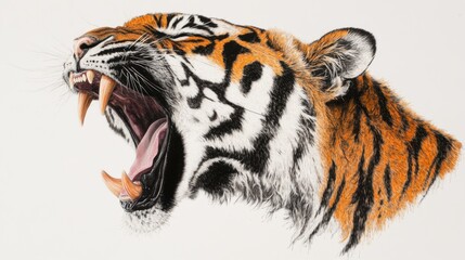 Obraz premium Fierce tiger profile with open mouth