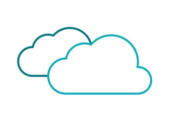 Two Clouds Blue Outline