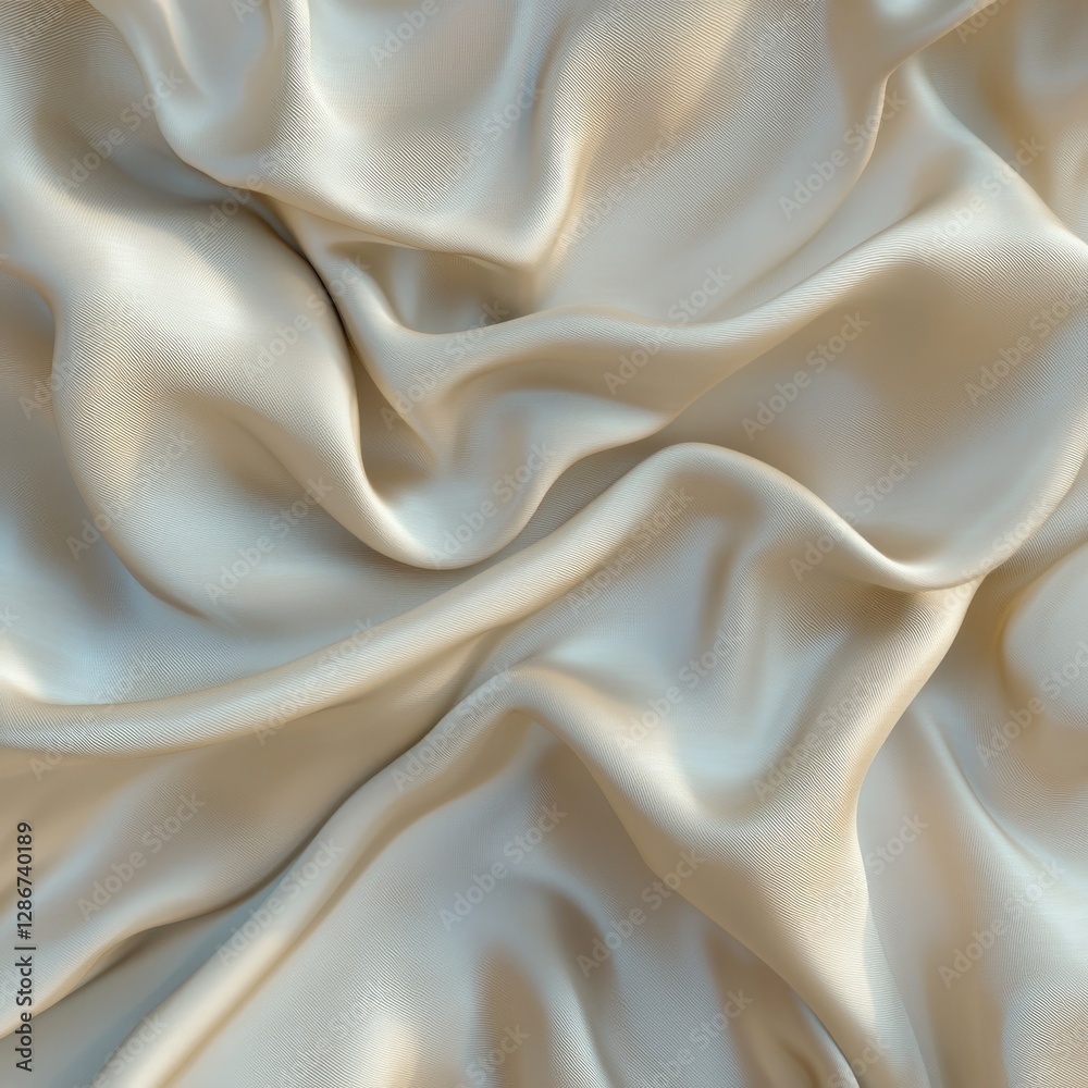 Poster elegant draped fabric: a luxurious texture of soft creamy silk with delicate folds and subtle shimme