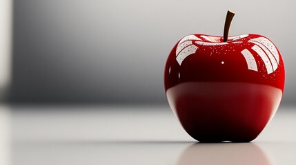 Obraz premium A Single Red Apple with Water Droplets, Studio Shot