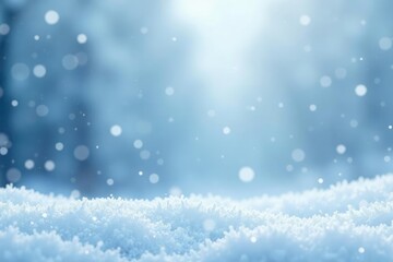 Fototapeta premium Icy white snow background with falling delicate flakes, frozen, snow, white