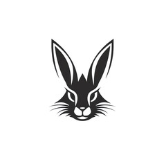 Isolated Rabbit Head Silhouette