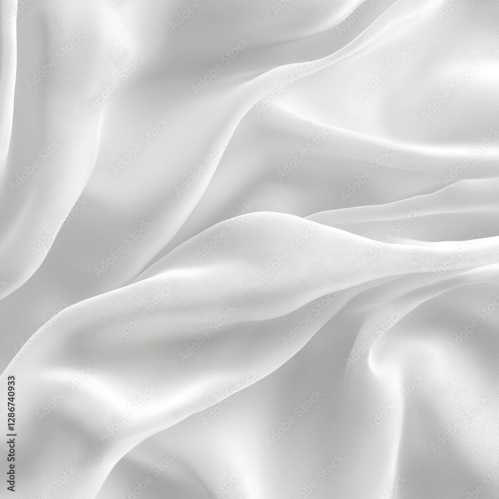 Poster Elegant White Fabric Draping with Soft Folds and Subtle Texture: A Serene and Luxurious Abstract Background