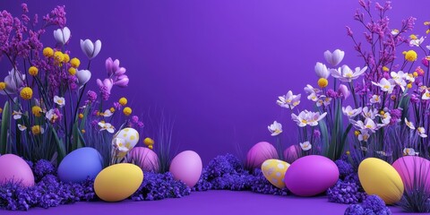 Obraz premium Easter deep purple 3d background