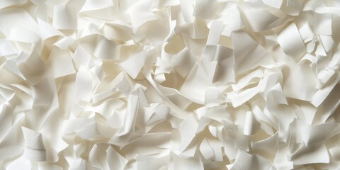 Close-up of shredded white paper, perfect for packaging or background.