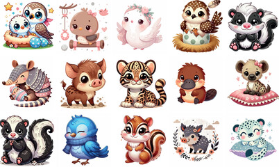 A set of Bulk Set of Charming Baby Bird Drawings