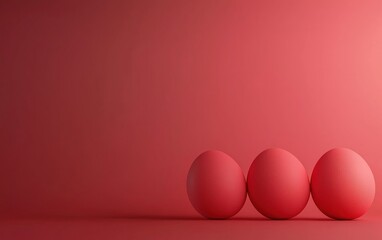 Easter Crimson 3d background minimalistic mockup with space for text