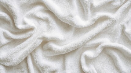Soft, Wrinkled White Fabric Texture Background
