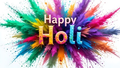 A vibrant explosion of colored powder, Vibrant multicolored powder explosion, Happy holi festival. colorful pot and powder. vector illustration design. Vibrant Happy Holi Celebration with Colorful Pow