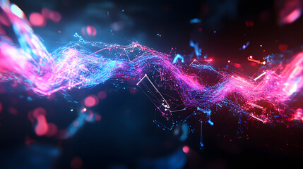 Colorful abstract background with black backdrop featuring geometric shapes and vibrant hues in a modern design