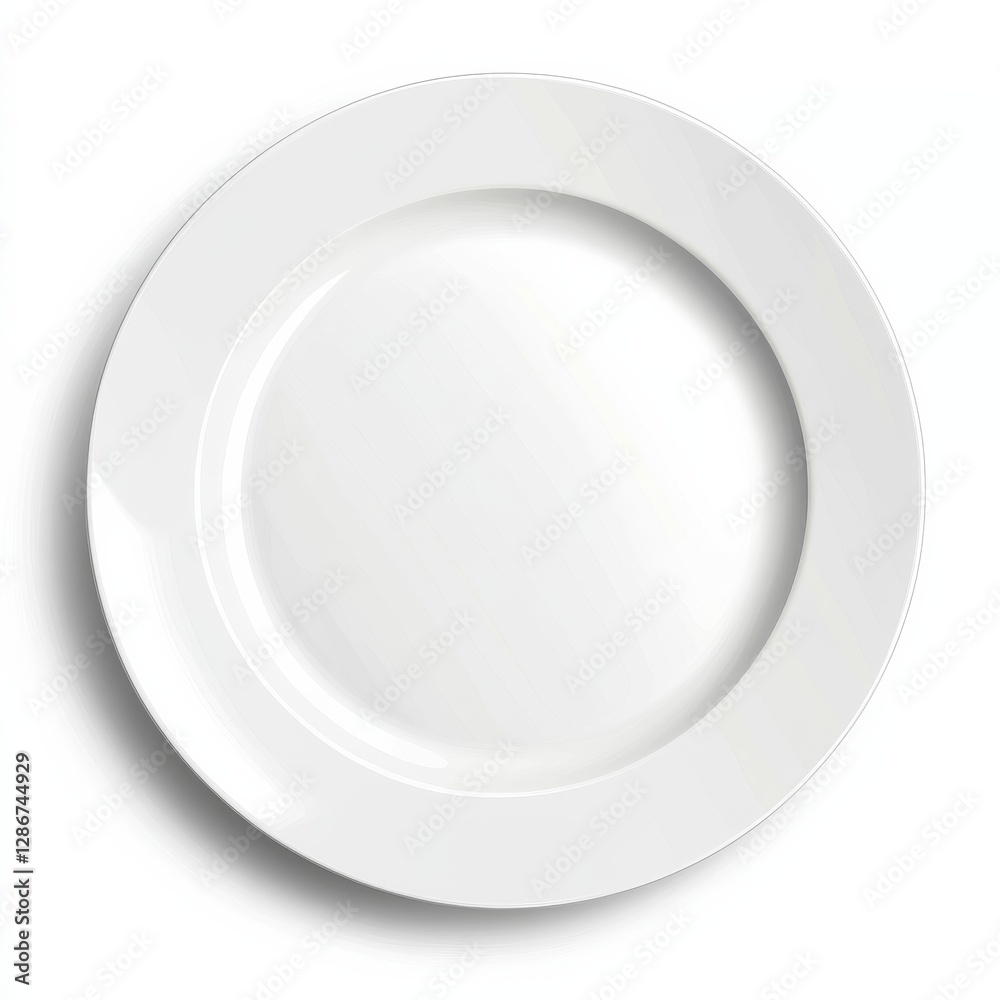 Aufkleber minimalist white plate: a clean and simple round design for dining and presentation on plain backgro