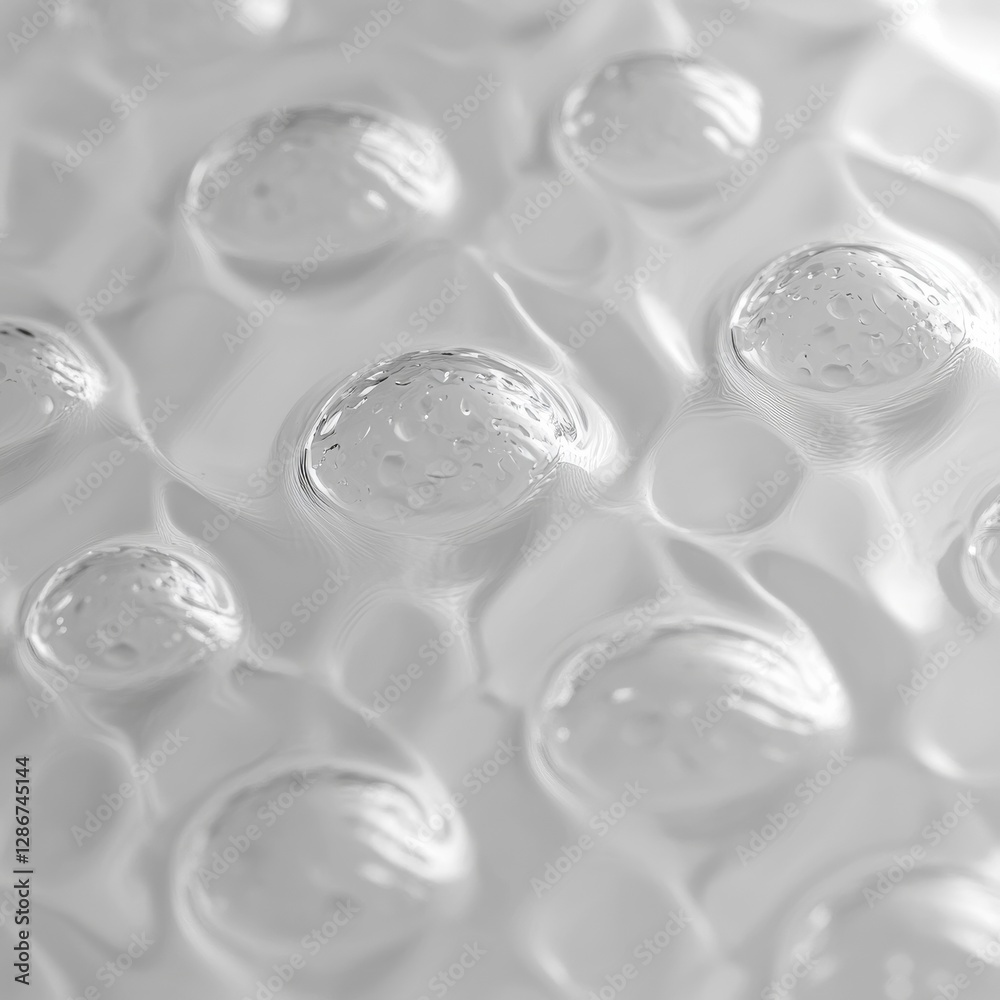 Leinwandbilder monochrome abstract: translucent liquid bubbles and ripples create a textured, serene visual landsca
