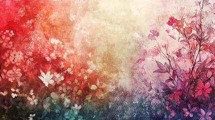 Obraz premium Vibrant floral abstract artwork with soft hues and delicate details in a tranquil setting