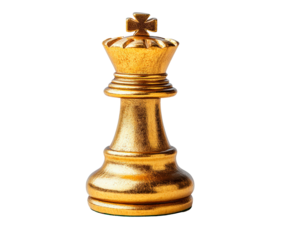 Golden chess piece isolated on transparent background