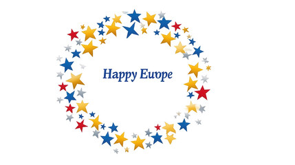 Europe Day PNG File &ndash; Simple Vector Featuring a Wreath of Stars with European Theme, Isolated on White