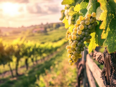 Lush Vineyard Plantation with Grapevines and Fields