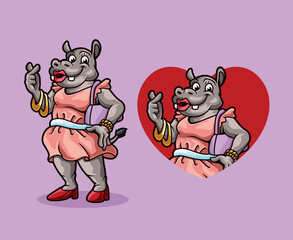 Hippopotamus Mascot Design