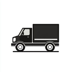 Fototapeta premium Simple Black Delivery Truck Illustration on White Background for Logistics and Transportation