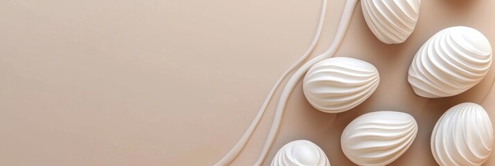 Easter vanilla cream 3d background minimalistic mockup with space for text