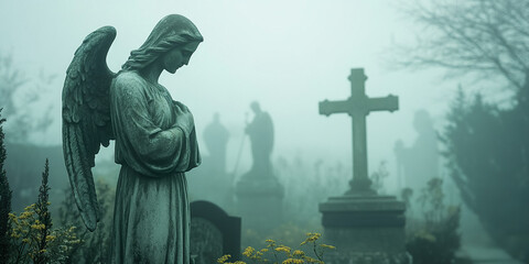 Foggy Graveyard Angels
