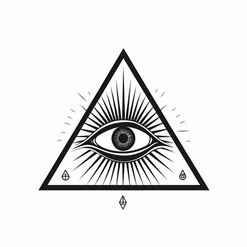 logo black emblem masonic symbol illuminati all-seeing eye in pyramid