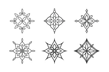 Set of ornament mandala ornament vector illustrstion Floral Geometric Line Art Designs, Geometric Mandala Line Art Designs,