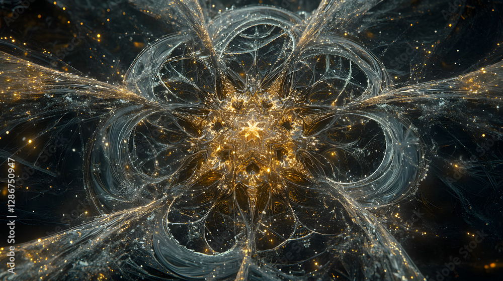 Poster abstract computer generated image featuring a star design and tulip flower elements in a visually st