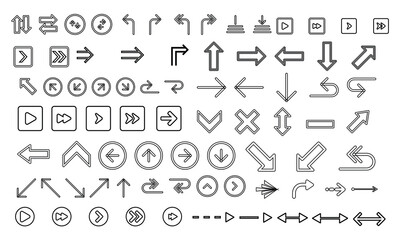 Arrow icons set Outline Vector illustration design set arrow aircon 