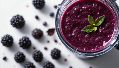 Blackberry Smoothie Blender, raspberry and blueberry smoothie, blackberry jam in glass