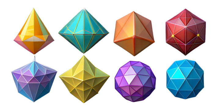  Flying 3D Geometric Shapes - High-Resolution Image for Modern and Abstract Design Themes.AI Generated