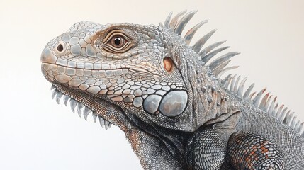 Fototapeta premium Alert iguana with textured scaly skin