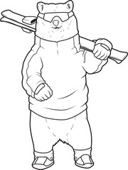 Bear Skier Ski goggles Ski Animal Vector Graphic Art Illustration