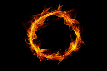 Fototapeta premium Circle of fire with a black background
