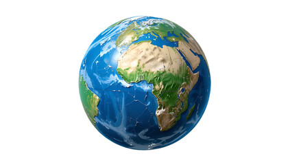 Fototapeta premium Vibrant 3D cartoon-style Earth globe illustration featuring detailed continents, oceans, and a visually appealing design.