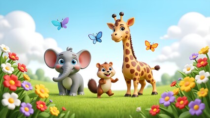 Fantastic adventure in cartoon animal park