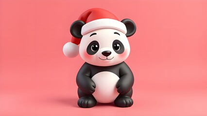Naklejka premium Sweet wishes of Christmas panda