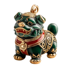 Decorative Chinese Zodiac Dog Charm with Gold Isolated on Transparent Background