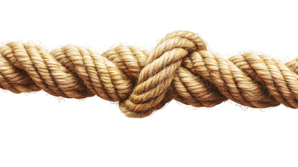 Natural beige hemp rope with twisted fibers, realistic texture, isolated on a transparent or white background. --ar 16:9