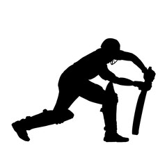 cricket player silhouette - vector illustration