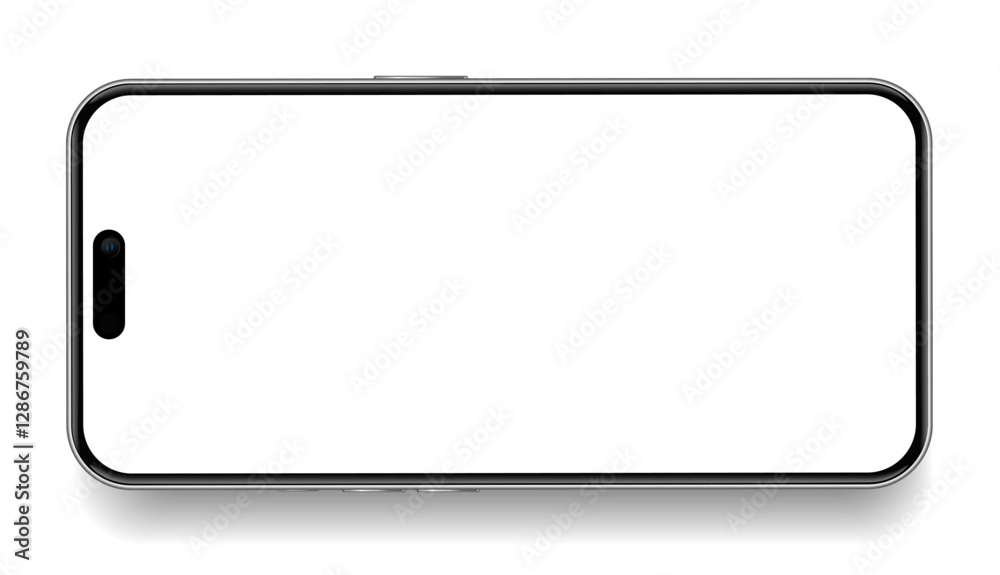 Leinwandbilder Realistic smartphone mockup. Mobile phone vector with isolated on white background. Device front view. 3D mobile phone with shadow. Realistic, high quality smart phone mockup for ui ux presentation.