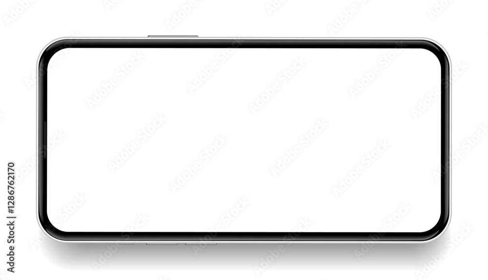 Leinwandbilder Realistic smartphone mockup. Mobile phone vector with isolated on white background. Device front view. 3D mobile phone with shadow. Realistic, high quality smart phone mockup for ui ux presentation.