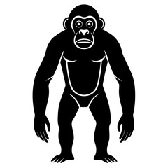 Fototapeta premium Bonobo Silhouette Vector Icon White Background.