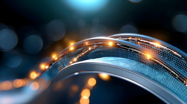 Futuristic digital wireframe bridge glowing holographic blueprint of an advanced infrastructure project deep blue neon lighting