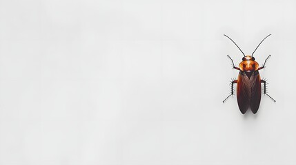 Close-Up of a Brown Insect Crawling on a White Surface in a Minimalist Setting