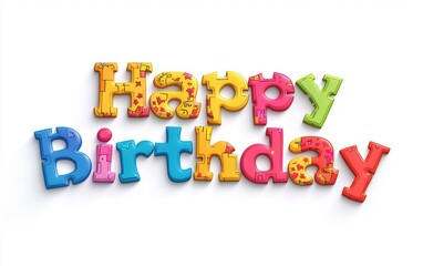 Fototapeta premium Of Happy Birthday made of puzzle pieces fitting together isolated on white background