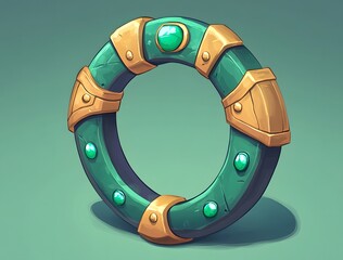 Colorful fantasy ring with emerald accents displayed on a simple background