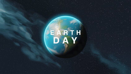 planet earth. view from space. Inscription: Earth Day