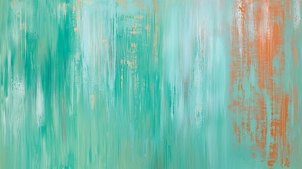 Fototapeta premium Abstract turquoise painting with soft aqua streaks, vibrant blend on ivory canvas, golden hints shimmer through teal tones, creativity in modern art background