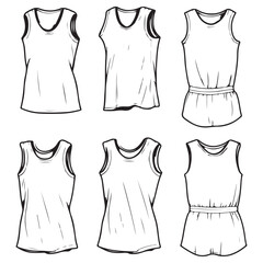 Minimalist Basketball Jersey and Shorts Vector Set - Editable Illustration for Print Designs, Branding, and Merchandise